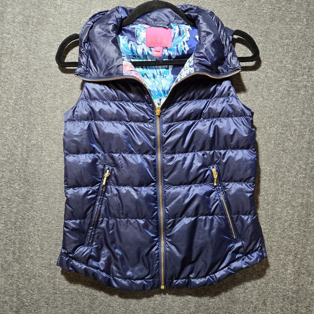 Lilly Pulitzer Womens XXS Allie Down Packable Puffer Vest Black Retail $198